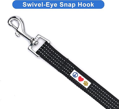 Pawtitas Black Dog Leash 6 ft XS/S Reflective Durable Lightweight Dog Lead for Small Dogs and Puppies