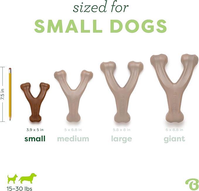 Benebone Wishbone Durable Dog Chew Toy for Aggressive Chewers, Real Peanut, Made in USA, Small, for Any breed