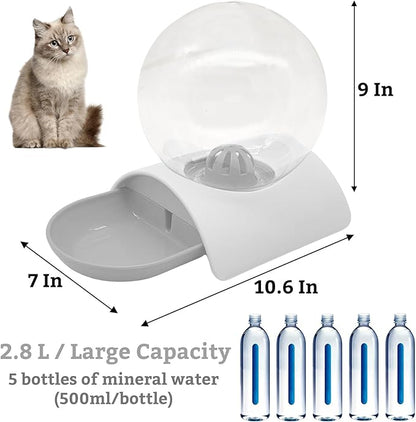 Hamiledyi Automatic Water Dispenser for Dogs and Cats Pet Water Dispenser 2.8 Liter Pet Gravity Water Station Spill-Proof Spherical Waterer Pets Water Bottle for Puppies Kittens Rabbits (Grey)