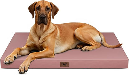 Outdoor Extra Large Dog Bed, Jumbo Waterproof Dog Bed for Large Dogs, Orthopedic Egg Crate Foam Pet Mat with Removable Oxford Cooling Cover, Pink