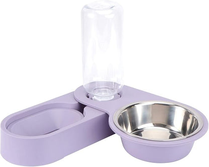 Dog Water Food Bowl Set Automatic Pet Food Water Dispenser Rotating Corner Folding Dog Bowl for Cat Puppy Small Dogs (Purple) Rabbit Food