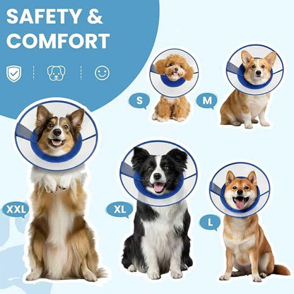 Upgraded Dog Cone Collar After Surgery, Soft Breathable Pet Recovery Collar with Double-Layer Design and Support Plate, Adjustable Dog Cone Collar for Large Medium Dogs, Elizabethan Collar（Black，M）