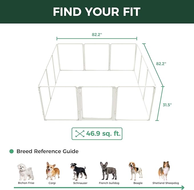 FXW AuraSpace Pro Acrylic Indoor Dog Playpen, Heavy-Duty with Metal Frame, 32" Height 12 Panels for Small and Medium Dogs, White│Patented