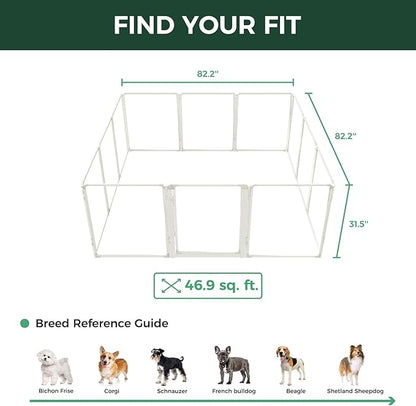 FXW AuraSpace Pro Acrylic Indoor Dog Playpen, Heavy-Duty with Metal Frame, 32" Height 12 Panels for Small and Medium Dogs, White│Patented