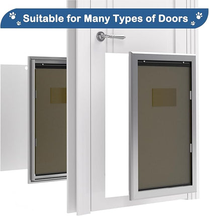 Extra Large Dog Door, XL Dog Door with 2 Self-Closing Insulated Flaps for Extreme Weather, Heavy Duty Aluminum XXL Dogs Doors for Pets Up to 230LBS, for Interior & Exterior Doors, X-Large, Sliver
