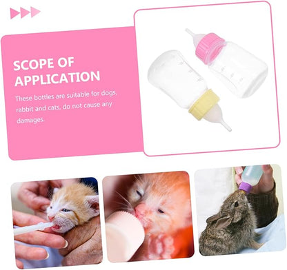 POPETPOP 2Pcs Kitten Nursing Bottles Puppy Milk Feeder with Scale Design Easy to Clean Suitable for Small Pets Colors for Feeding Kittens and Puppies