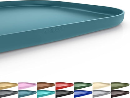 SMILOOL Silicone Pet Feeding Mat with Raised Edge for Food and Water, Dog Bowl Mats, Cat Bowls Placemat with High Lip for Floor Waterproof, Rubber Tray for Cats and Dogs 24 x 16 x0.8 Slate Blue