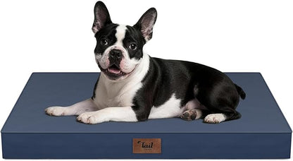 Outdoor Dog Bed for Small Dogs, Waterproof Dog Crate Bed for Medium Dogs Cats, Orthopedic Egg Crate Foam Pet Bed with Washable Removable Oxford Cover, Navy