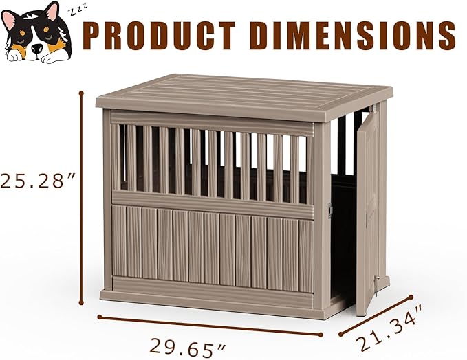 30 INCH Small Dog Crate Furniture Lockable Dog Kennel Indoor Dogs Cage Heavy Duty Decorative Plastic Pet Cage End Table for Small/Medium Dogs,Grey