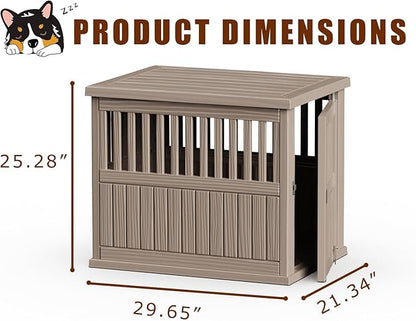 30 INCH Small Dog Crate Furniture Lockable Dog Kennel Indoor Dogs Cage Heavy Duty Decorative Plastic Pet Cage End Table for Small/Medium Dogs,Grey
