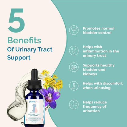 PranaPets Urinary Tract Support Liquid Supplement for Pets | Dog & Cat Urinary Supplement | Natural Bladder Support for Dogs & Cats