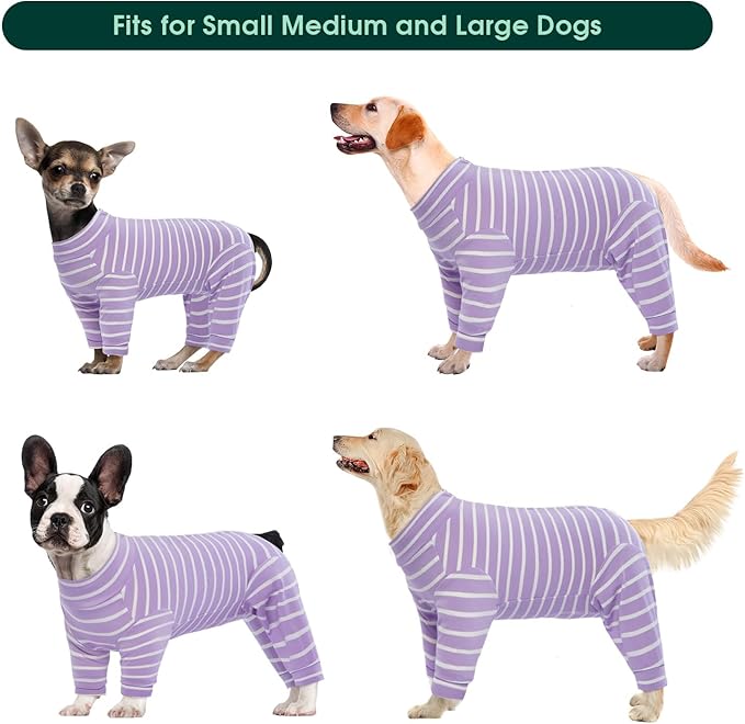 Kuoser Recovery Suit for Large Dogs After Surgery, Long Sleeve Dog Surgery Recovery Suit, Dog Onesie for Abdominal Wounds Skin Disease, Purple XL