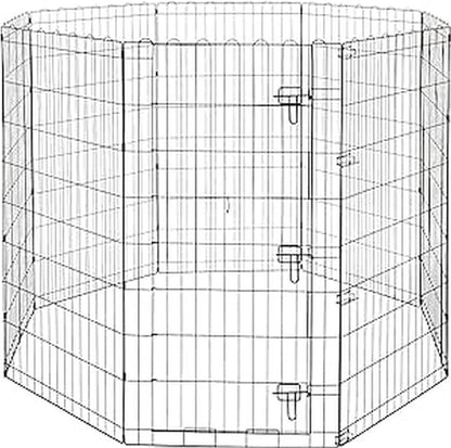 Amazon Basics Foldable Metal Indoor/Outdoor Dog Playpen, Octagonal Exercise Pen, Single Door, 8 Panels, 48 Inch Tall, X-Large, 60 x 60 x 48 Inches, Easy to Assemble, Black