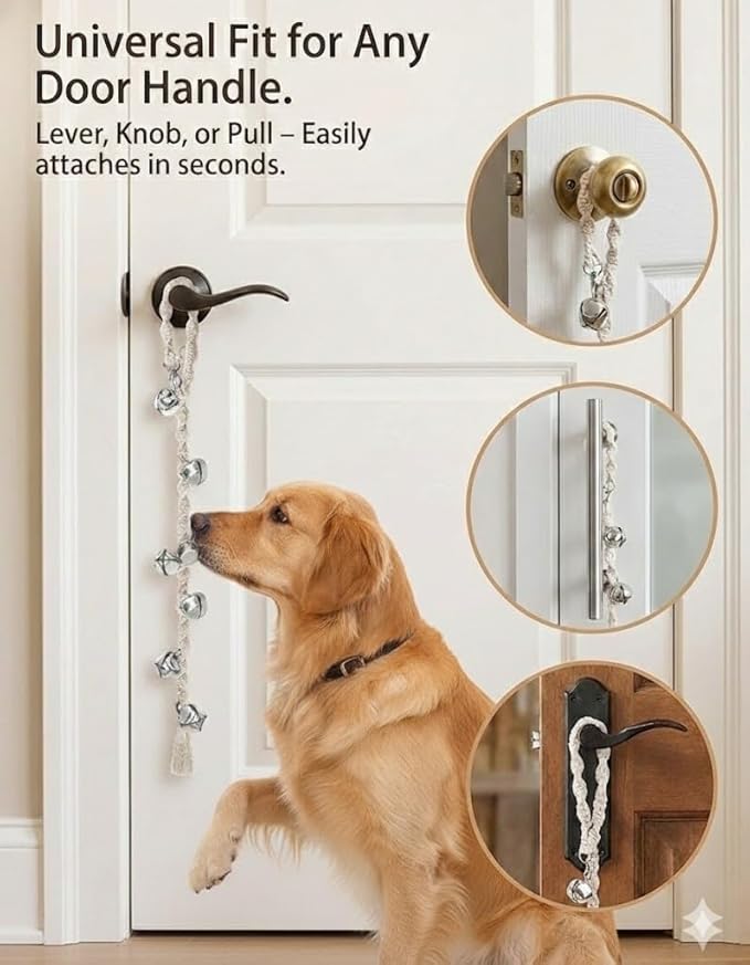 Dog Bells to Go Outside & Puppy Potty Training, Adjustable Dog Door Bell Ring to Go Potty, Handmade with Premium Yarn. Twisted Style, DarkBlue