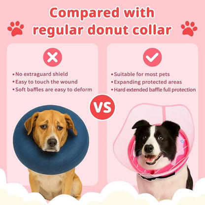 Soft Dog Cone Collar, Inflatable Cones Alternative After Surgery with No-Lick Shield for Large/Medium/Small Dogs to Stop Licking, Elizabethan Neck Ecollars of Shame Comfy Pillow Recovery, Pink
