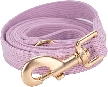 Soft Cotton Dog Leash, 5 Ft Heavy Duty Corduroy Dog Leashes with Gold Metal Hook for Small Medium Large Dogs,Medium,Light Purple