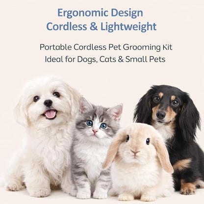 Luxuz 3-in-1 Dog & Cat Grooming Kit, Rechargeable Quiet Pet Clippers with Nail Grinder & Paw Trimmer, Cordless Low-Noise Electric Grooming Trimmer with Guide Combs for Small Medium Pets