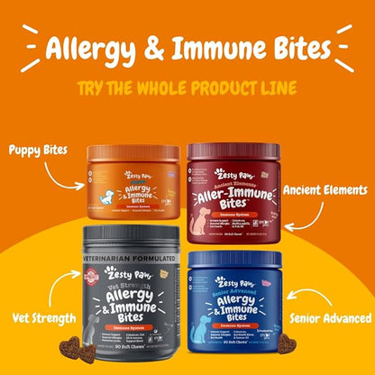 Zesty Paws Dog Allergy Relief Chews, Dog Probiotics for Itchy Skin and Ears, Lamb, 250ct (Pack of 2)