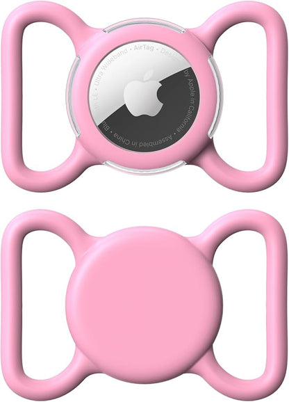 Waterproof Airtag Holder for Dog Collar, Soft Full-Body Protective Airtag Holder for Dog & Cat Collars, Ultra-Durable, Easy Installation, Lightweight Clear Airtag Case (Pink, Large)