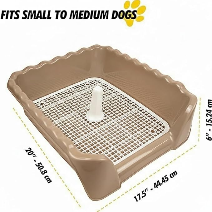 Indoor/Outdoor Training Dog Potty Tray for Small and Medium Puppies Litter Boxes in (Beige)