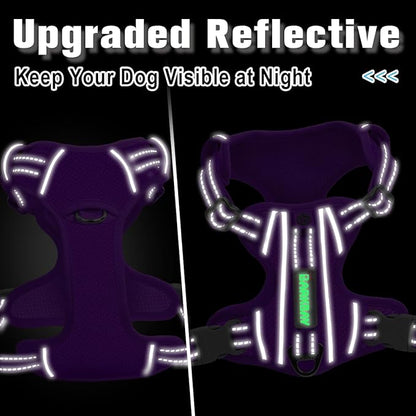 BARKBAY Dog Harness No Pull with ID Tag Pocket - Heavy Duty, Reflective, Easy Control for Large Dogs(Purple,XS)