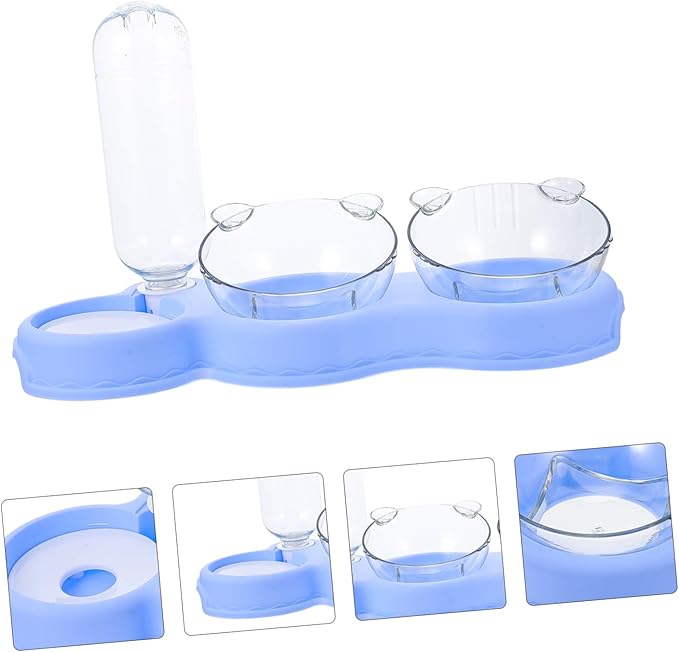 UKCOCO Multi Use Pet Feeder with Fall Design Transparent Detachable Water Dispenser for Cats and Dogs Practical Indoor Pet Supply