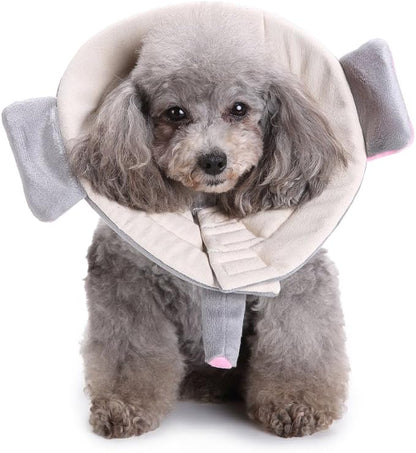 Pet Recovery Collar,Dog Protective E-Collar Soft Dog Cone Breathable Secure Lovely Collar for Puppy Small Medium Dogs (L-Neck: 38-41cm, Elephant)
