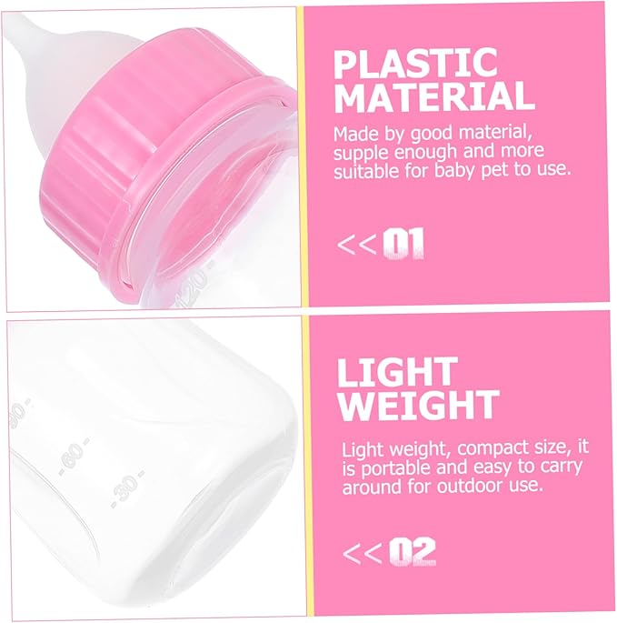 2pcs Kitten Milk Bottle Cat Nursing Bottles for Small Pets Puppy Feeder Safe Material Compact Portable