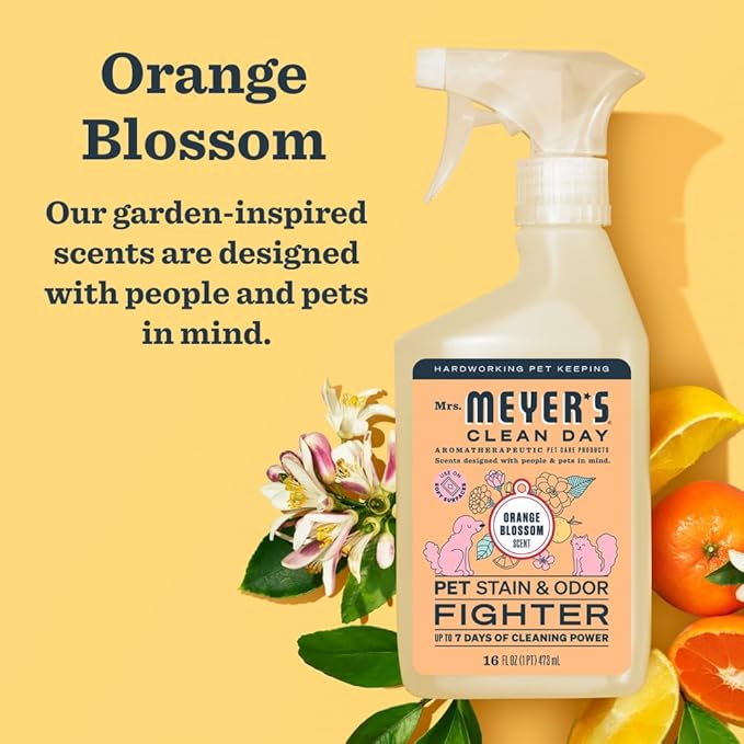 Mrs. MEYER'S CLEAN DAY Pet Stain & Odor Fighter,Orange Blossom Scent,16oz,(Pack of 2)