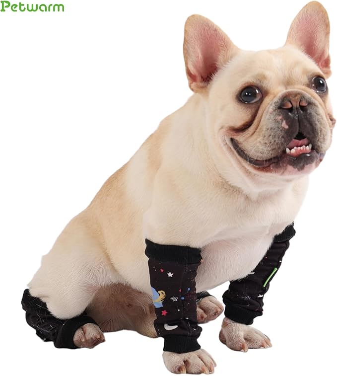 PetWarm Dog Recovery Sleeve 4pcs Set, Dog Leg Sleeve, Ideal for Comfort and Support During Pet Recovery, Suitable for Active or Support Recoverying Pet Use, Black, S