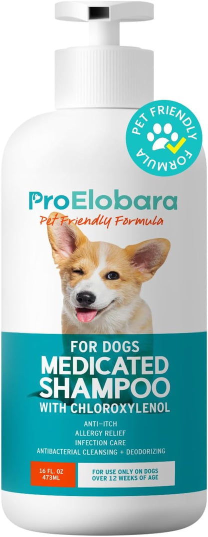 Medicated Dog Shampoo for Allergies and Itching: Antifungal Dog Shampoo, Yeast Infection and Bacterial Treatment for Dogs - Helps Hot Spots, Deodorizing and Anti Itch - Healthy Skin & Coat 16 OZ