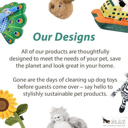 P.L.A.Y. Cute Plush Dog Toys - Coffee Shop Food Themed Durable Squeaker Chew Toy, Great for Puppies & Small, Medium, Large Dog Breeds - Machine Washable, Recycled Materials (Pup Cup Cafe Doggo's Java)