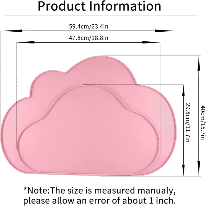 Ptlom Silicone Pet Placemat for Dogs and Cats, Non-Slip Waterproof Dog Feeding Bowl Mats for Food and Water, Small Medium Large Pet Puppy Tray Mat Prevent Residues from Spilling onto The Floor, Pink