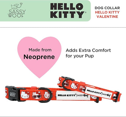 Sassy Woof Dog Collar Hello Kitty® Red Classic - S, Adjustable, Durable, Comfortable, Patented Design and Stylish Pet Accessories for Small Dogs