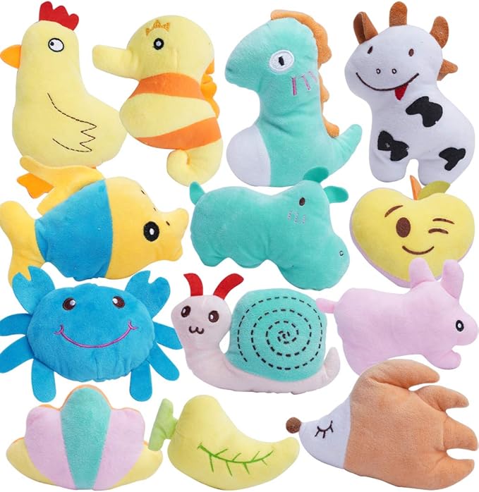 HDMOTU Pack of 26 Soft Small Medium Dog Squeaky Toys,Cute Puppy Favorite Comfortable Squeakers Toy,Multicolored for Puppy