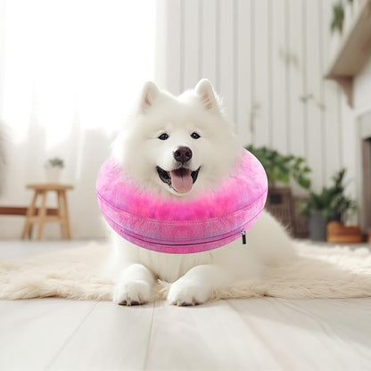 Dog Cone, Uadonile Inflatable Cone Collar for Dogs and Cats, Dog Neck Collar Recovery E-Collar Alternative After Surgery, Elizabethan Collar for Dogs Recovery(Tie-dye Rose Purple, L)