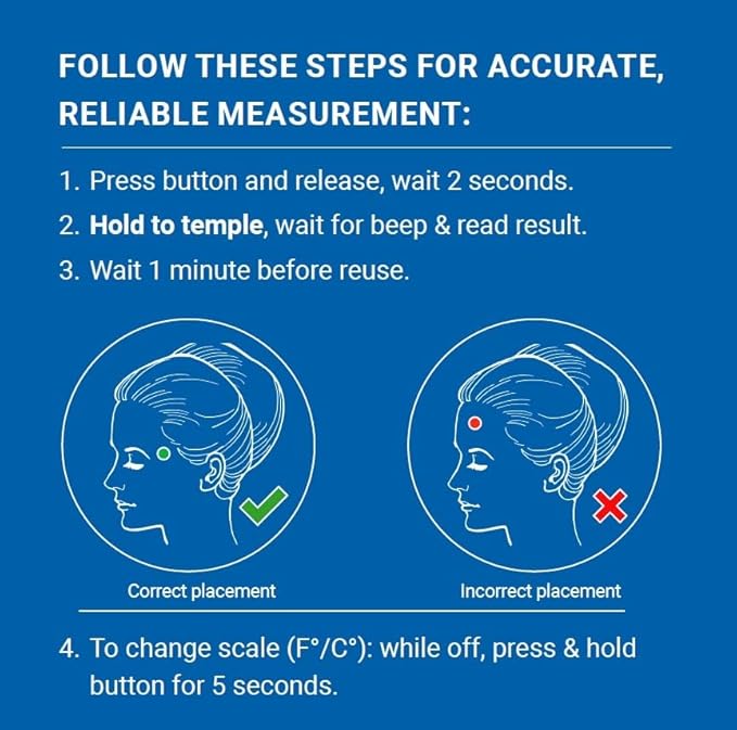 Amazon Basic Care Temple Touch Digital Thermometer, White (Pack of 2)