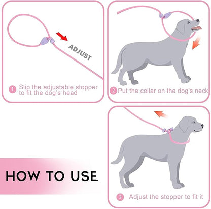 Slip Lead Dog Leash Slip Lead 5FT Dog Training Leash 9 Color Slip Leads for Dogs Dog Leashes for Medium Dogs No Pull Dog Leash(Pink)