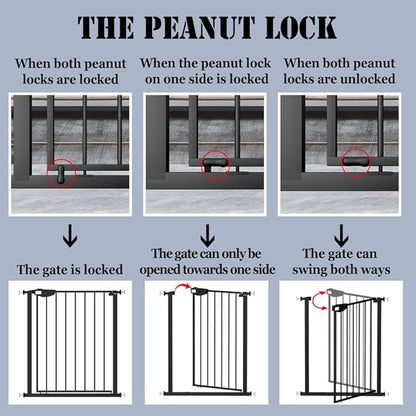 DEARBB Triple Lock Baby Gate for Stairs Doorways and House 31" to 86" Extra Wide Pressure Mounted Easy Walk Through Auto Close Safety Pet Gate Black 31.1-48.42"