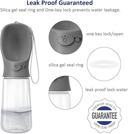 WePet Portable Dog Water Bottle, 19 OZ, Leak Proof Puppy Water Dispenser with Drinking Feeder for Pets Outdoor Walking, Hiking, Travel, Food Grade Plastic