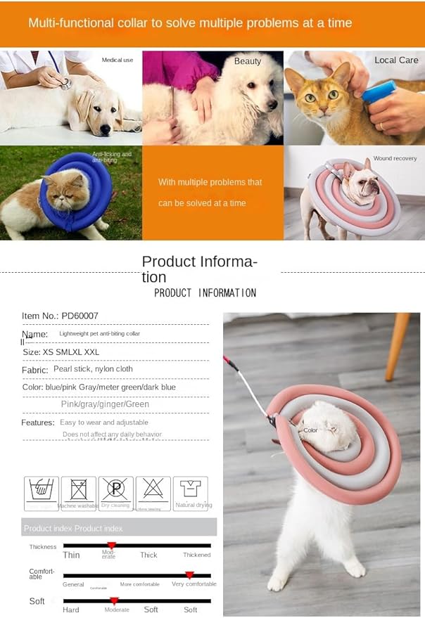 Dog Cone Collar, Inflatable Dog Neck Donut Collar Alternative After Surgery, Soft Protective Recovery Cone for Small Medium Large Dogs and Cats Puppies - Alternative Collar (Grey,XS)