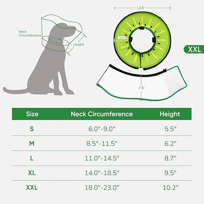 Sponge Dog Cone Collar, Dog Recovery Collar Alternative with Detachable High Clear Shield, Adjustable Soft Neck Cone for Small Medium Large Dogs, Stop Licking After Surgery (Kiwi,XXL)