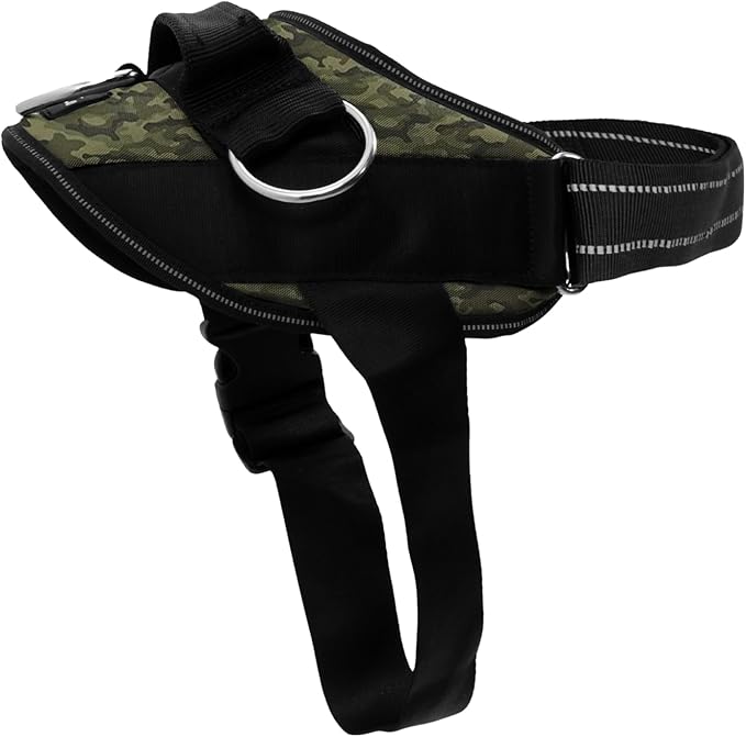 ShawnCo Essential Dog Harness, No-Pull Pet Vest with 3 Leash Clips, No Choke, Reflective, Adjustable and Padded, for Easy Walking and Training for Small, Medium and Large Dogs (Military Camo, M)