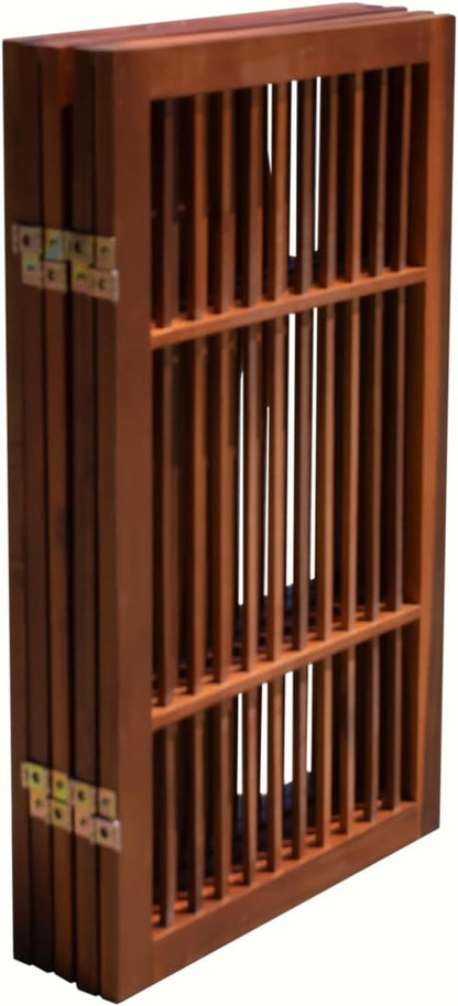 Urnporium Pet Dog Gate Freestanding, Strong Durable Folding Wooden Fence, Portable Acacia Hardwood Safety Barrier for Indoor & Outdoor Use (Brown Pet Gate, 5 Panel 30" Tall)