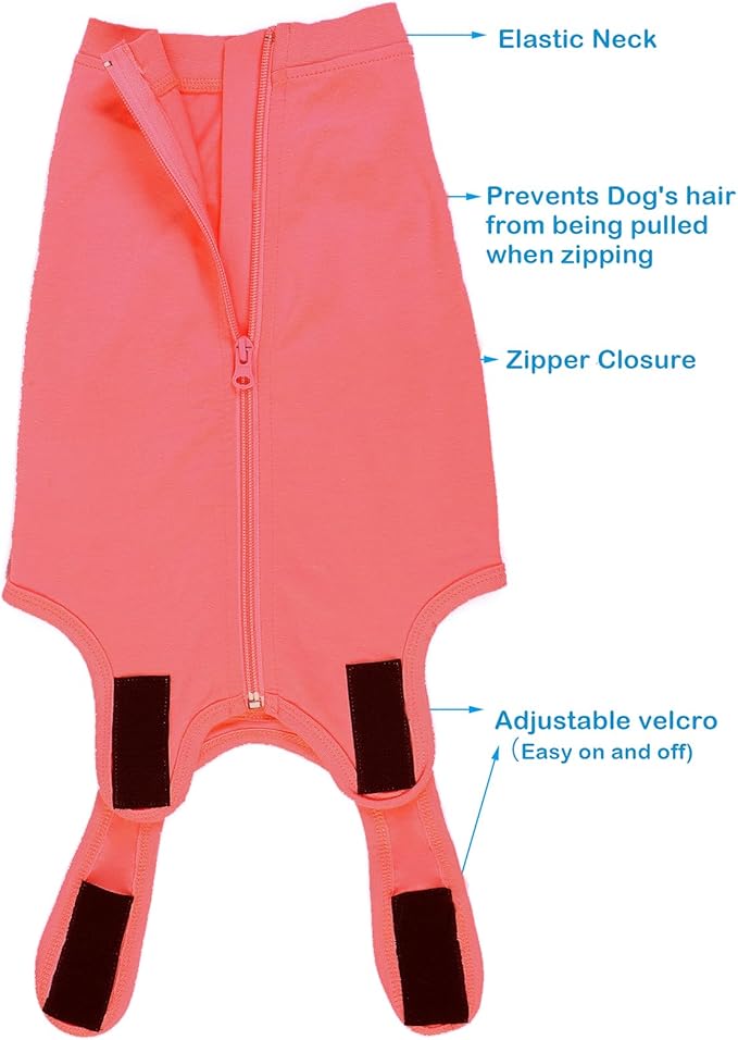 Dog Surgery Recovery Suit - After Spay, Abdominal Wounds Post Surgical Recovery, Anti Licking Breathable Dog Onesies for Small, Medium & Large Pet, Alternative Bandages Cone E-Collar
