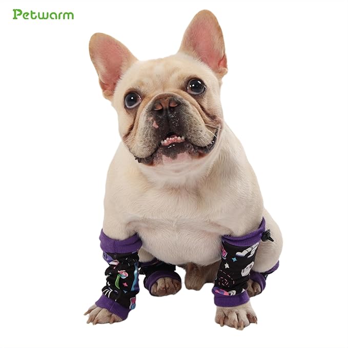 PetWarm Dog Recovery Sleeve 4pcs Set, Dog Leg Sleeve, Ideal for Comfort and Support During Pet Recovery, Suitable for Active or Support Recoverying Pet Use, Purple, L