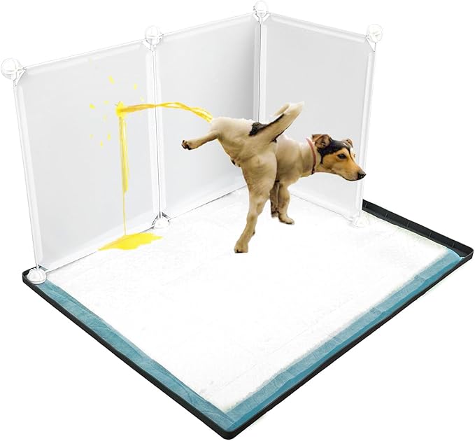Dog Litter Box with High Walls,Indoor Dog Potty for Small and Medium Dogs,No Spill Pee Pad Holder Tray for Dogs Work with Most Training Pads and Easy to Clean.