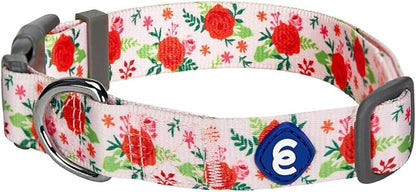 Blueberry Pet Essentials Spring Scent Inspired Garden Floral Adjustable Dog Collar in Baby Pink, Large, Neck 18"-26"