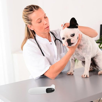 Veemoon Non-Contact Rechargeable Pet Ear Thermometer for Cats and Dogs Accurate Flexible Sensor with LED Display Suitable for Farm Animals Puppies and Pets