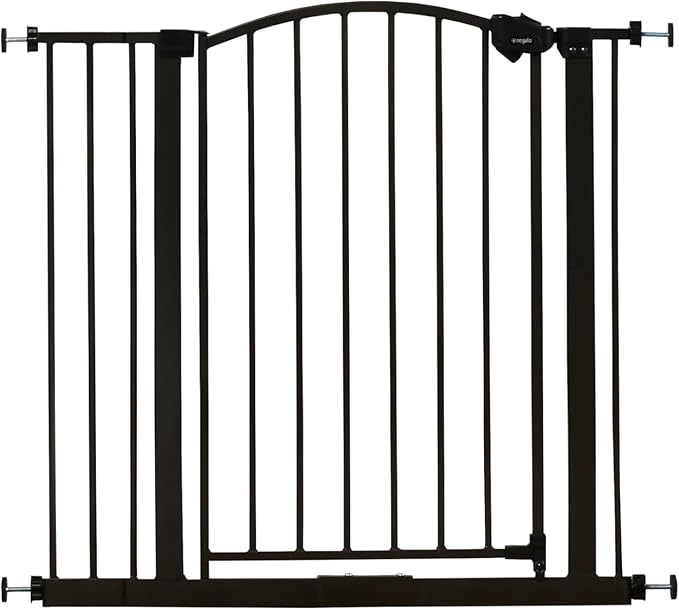 Regalo Safety 30-35” Extra Wide Baby Gate for Doorways & Bottom of Stairs, Pressure Mounted Walk-Through Gate for Babies, Toddlers & Pets, Bronze